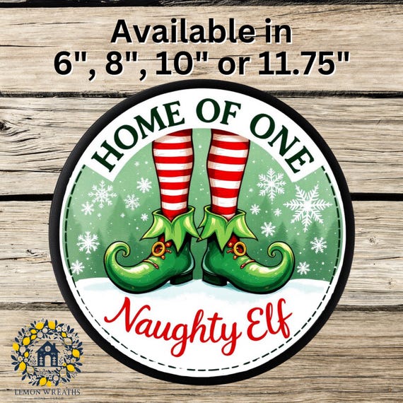 Naughty Elf Sign: Funny Christmas Wreath Sign, Whimsical Holiday Decor