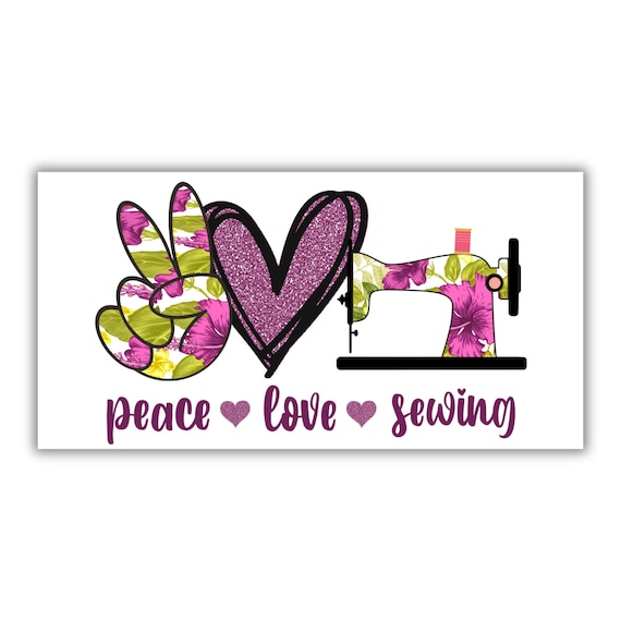 Peace Love Sewing Wreath Sign: Sewing Room Decor, Quilter Gift, Craft Room Decor