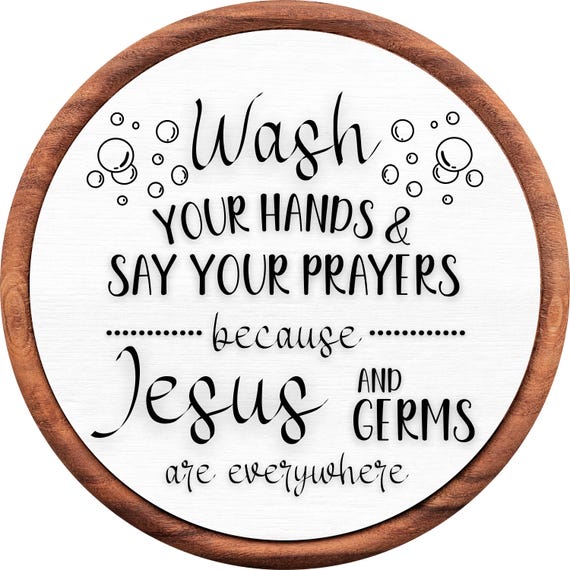 Wash Your Hands and Say Your Prayers Sign, Funny Bathroom Sign, Christian Decor, Rustic Bathroom Sign