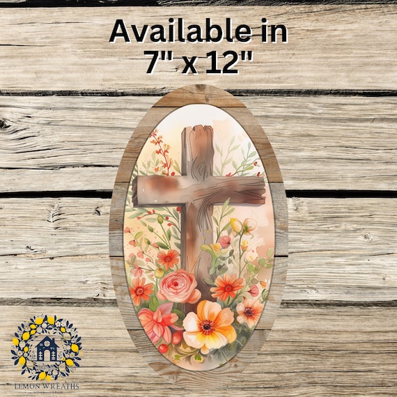 Fall Floral Wreath Sign: Rustic Wood Cross, Autumn Decor