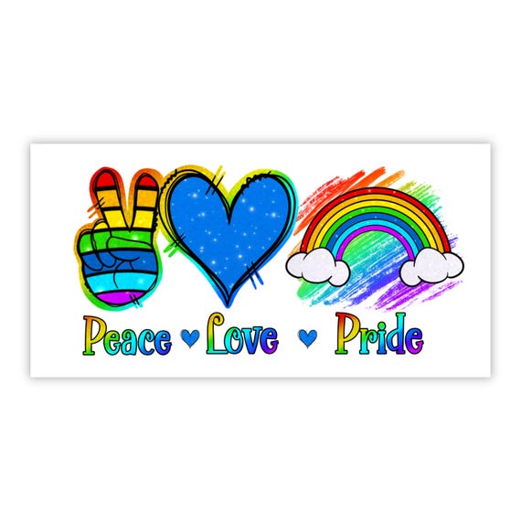 Peace Love Pride Wreath Sign: Rainbow Hand, Heart Decor