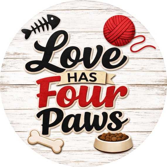 Love Has Four Paws Sign: Dog Lover Door Hanger, Pet Gift Decor