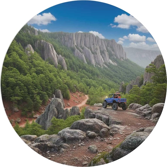 Blue Jeep Mountain Trail Sign: Off-Road Wreath Sign, Rugged Adventure Decor