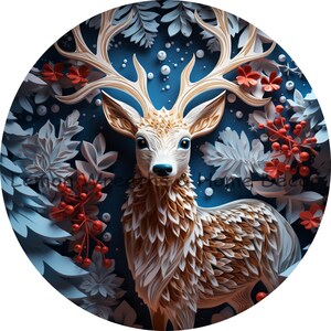 3D Winter Buck | Christmas Wreath Sign | Reindeer Christmas Sign | Winter Wreath Sign | Reindeer Door Hanger | Lemon Wreaths Decor