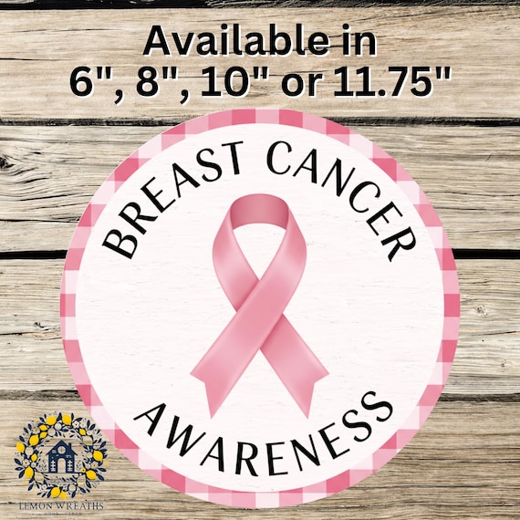 Breast Cancer Wreath Sign: Pink Ribbon Awareness Door Hanger, Survivor Support Tribute Decor