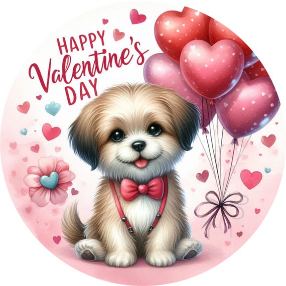 Valentine's Day Puppy Sign: Love Wreath Decor