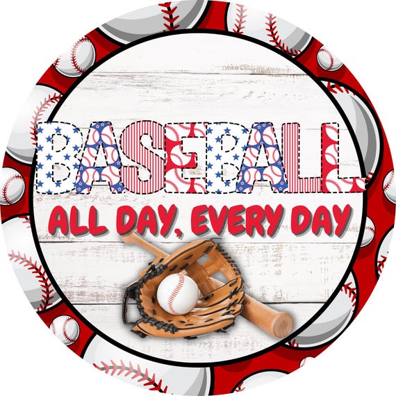 Baseball Wreath Sign: Patriotic All-American Sports Decor