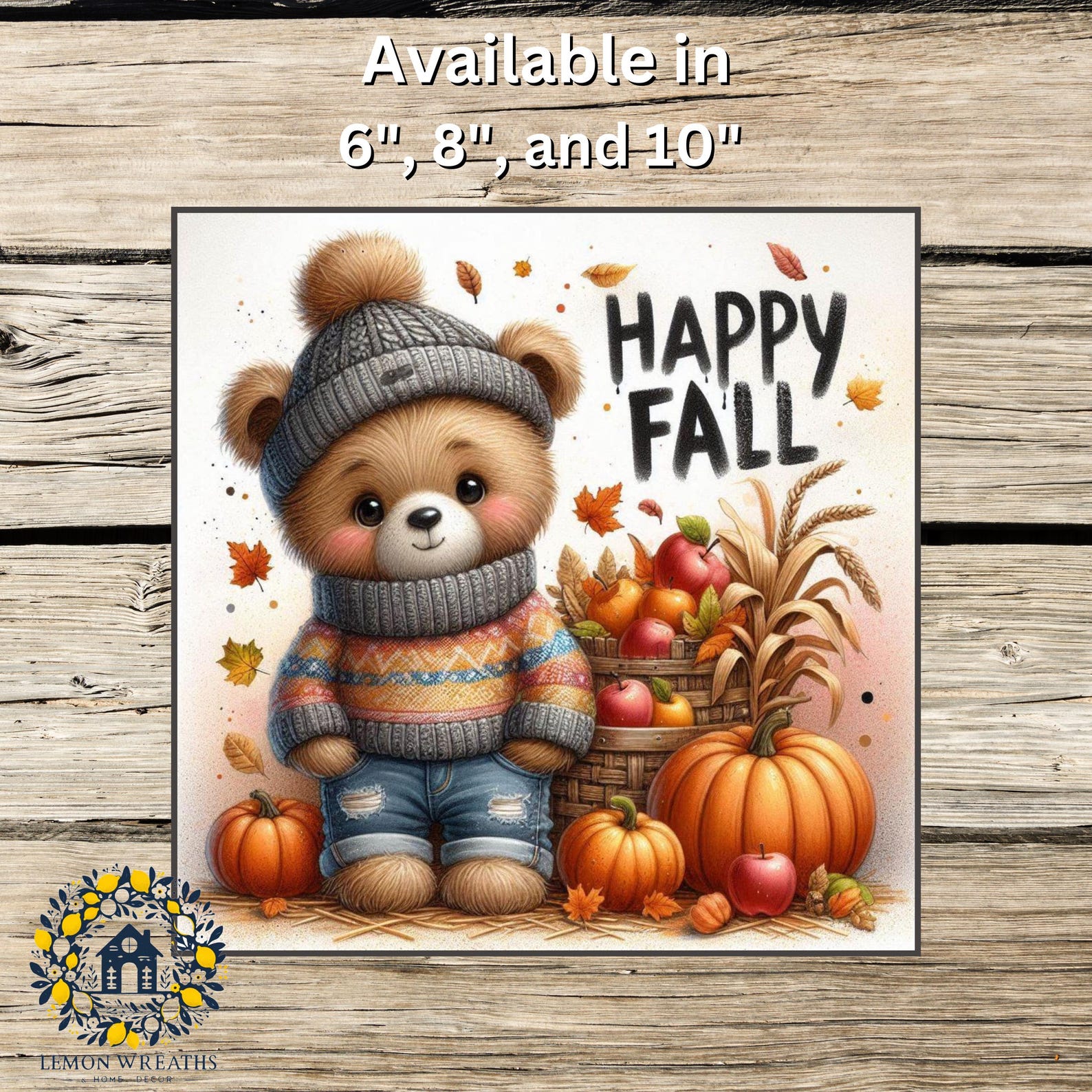 Happy Fall Bear Sign: Autumn Door Hanger, Pumpkin Harvest Decor - Etsy