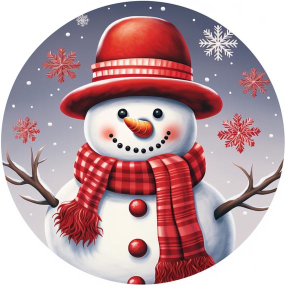 Rainbow Winter Snowman Metal Sign: Cabin Decor