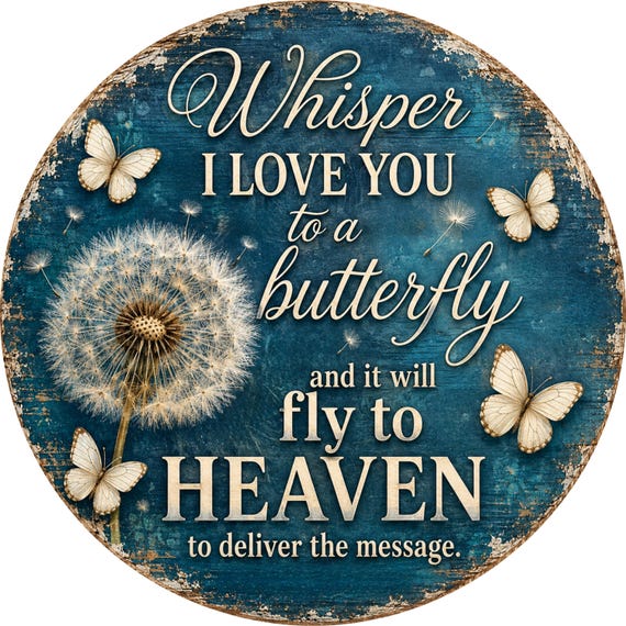 Teal Butterfly Memorial Sign: Sympathy Quote, Bereavement Decor