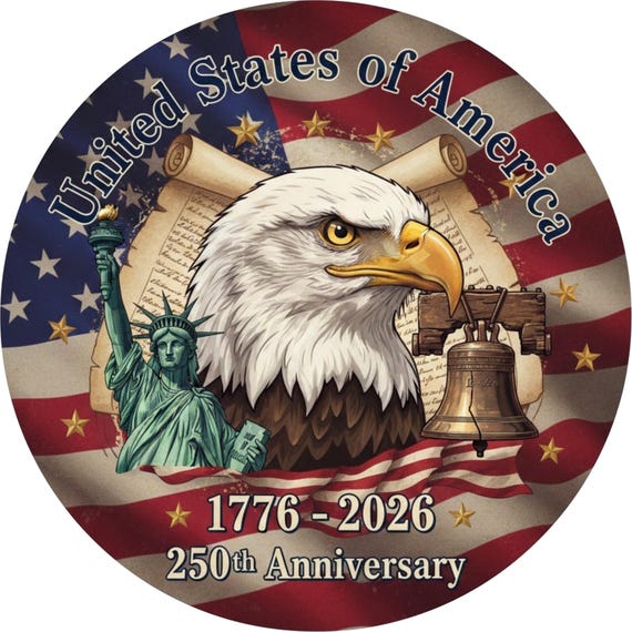 United States of America Wreath Sign: 250th Anniversary Patriotic Eagle, 1776–2026 Freedom Decor