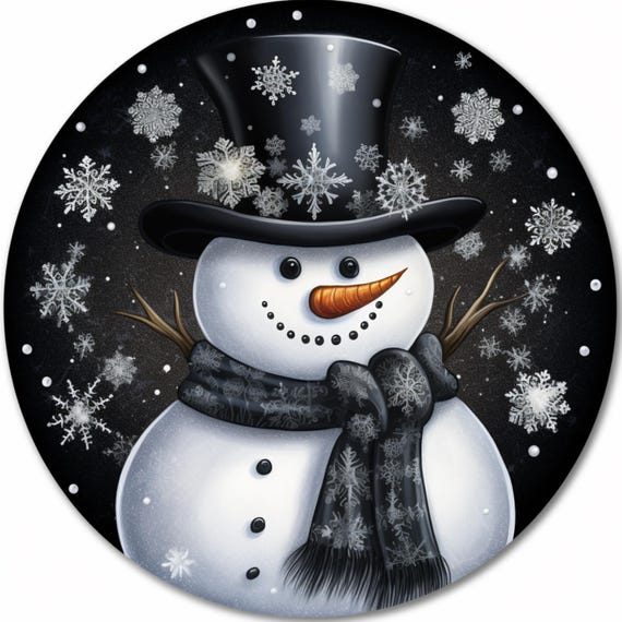 Black Snowman Sign: Winter Wreath Sign, Door Decor