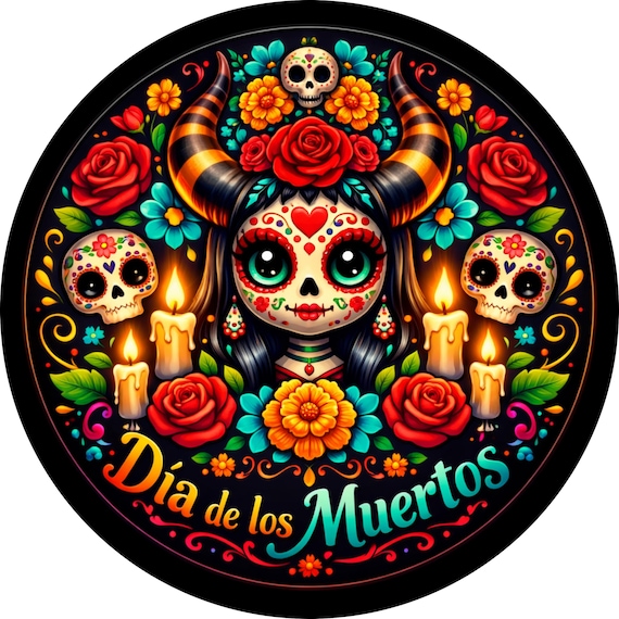 Day of the Dead Skull Sign: Sugar Skull Gothic Decor, Dia de los Muertos