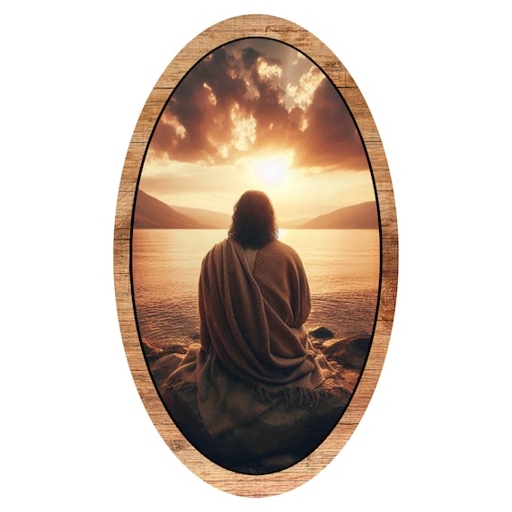 Jesus at Sunset Wreath Sign: Christian Wall Decor, Religious Wreath Attachment, Inspirational Gift