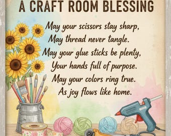 Craft Room Blessing Sign: Sunflower Watercolor Studio Decor