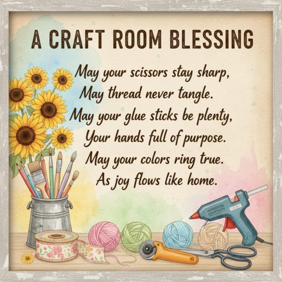 Craft Room Blessing Sign: Sunflower Watercolor Studio Decor