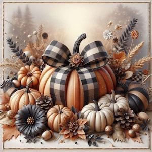 Black Plaid Pumpkin Wreath Sign | Fall Wreath Sign | Door Decor | Sign For Wreaths | Metal Wreath Sign | Round Sign | Lemon Wreaths Decor