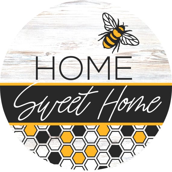 Honeycomb Bee Metal Sign: Home Sweet Home Wreath Decor