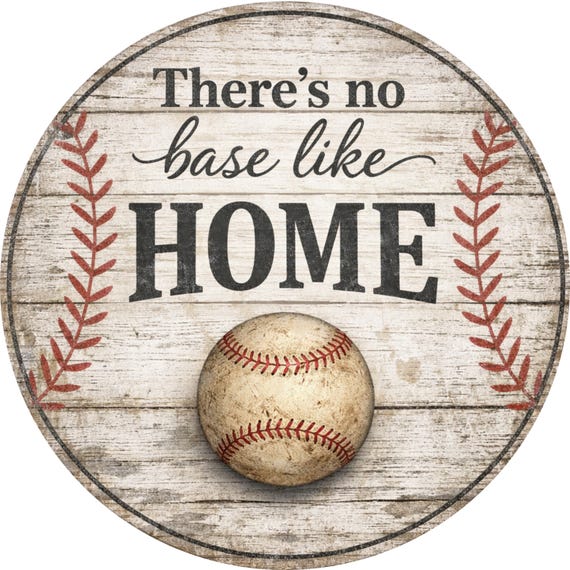 Rustic Baseball Sign: There’s No Base Like Home, Sports Door Hanger