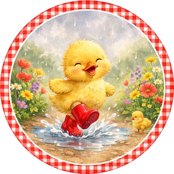 Spring Duck Sign: Duckling Door Hanger, Easter Wreath Decor