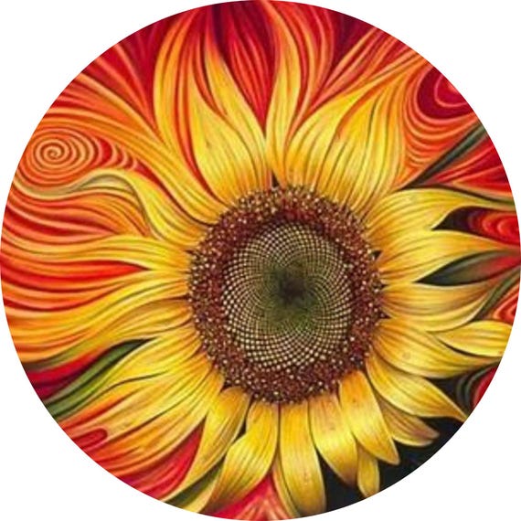 Abstract Sunflower Aluminum Sign: Vibrant Summer Wreath Decor