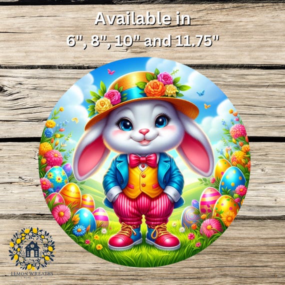Neon Easter Bunny Wreath Sign: Rabbit in Suit, Spring Decor