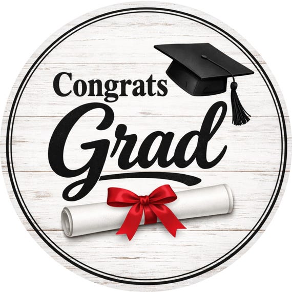 Congrats Grad Sign: Graduation Door Hanger, Diploma Wreath Attachment, Graduation Decor