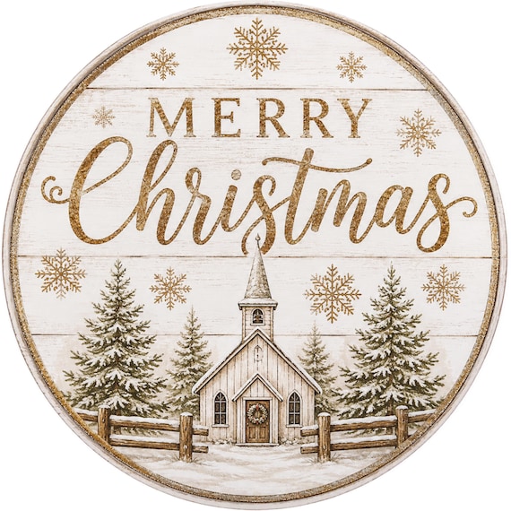 Merry Christmas Wreath Sign, Church Decor, Rustic Winter, Country Chapel Sign