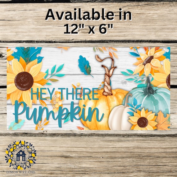 Teal Pumpkin Wreath Sign: Sunflower Farmhouse Fall Decor