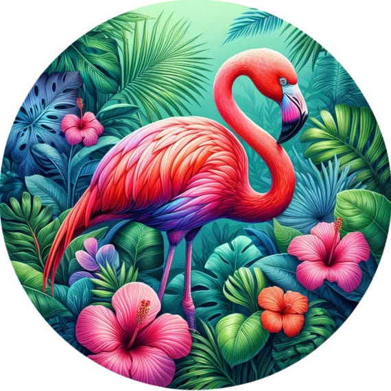 Flamingo Wreath Sign: Tropical Summer Door Decor