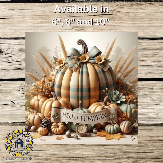 Hello Pumpkin Wreath Sign: Plaid Fall Decor