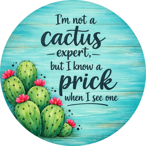 Funny Cactus Sign: I Know a Prick Door Hanger, Sarcastic Wreath Décor