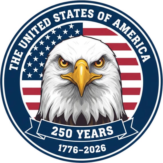 Patriotic Bald Eagle Wreath Sign, USA 250 Years Anniversary Decor