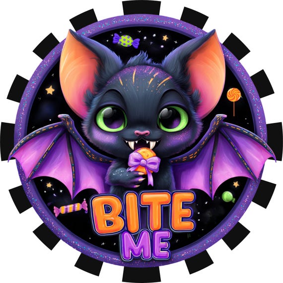 Bat Halloween Sign: Cute Spooky Decor, Whimsical Gothic Wreath Accent