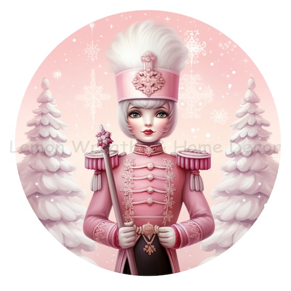Pink Nutcracker Sign: Whimsical Christmas Ballet Decor, Winter Wreath Sign