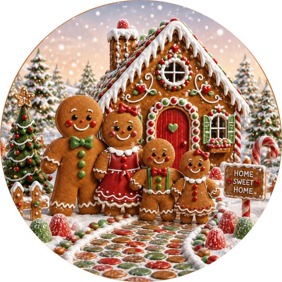 Gingerbread Wreath Sign, Home Sweet Home, Gingerbread House Sign, Christmas Wreath Attachment