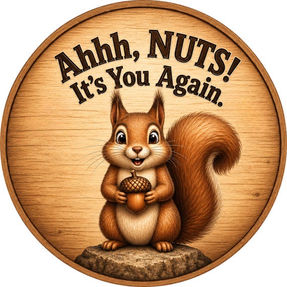 Funny Squirrel Wreath Sign: Ahhh Nuts It’s You Again Door Decor
