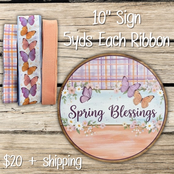 Spring Blessings Wreath Kit: Butterflies Door Hanger, Farmhouse Spring Decor