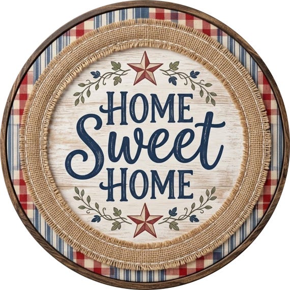 Patriotic Home Sweet Home Sign: Rustic Americana Farmhouse Decor