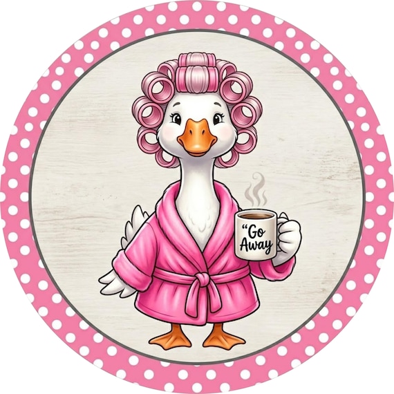 Funny Goose Sign: Go Away Door Hanger, Pink Farmhouse Humor Decor