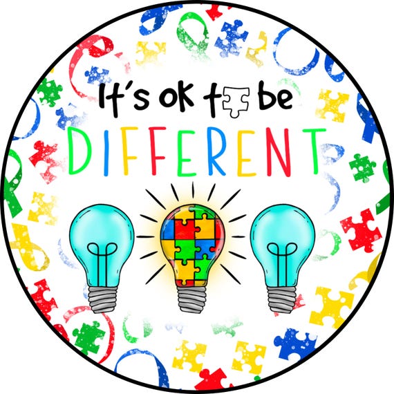 It's Ok To Be Different Wreath Sign: Autism Awareness Puzzle Classroom Door Decor