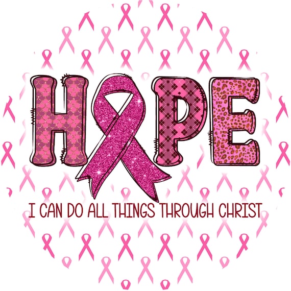Hope Breast Cancer Awareness Sign – Christian Pink Ribbon Wreath Sign
