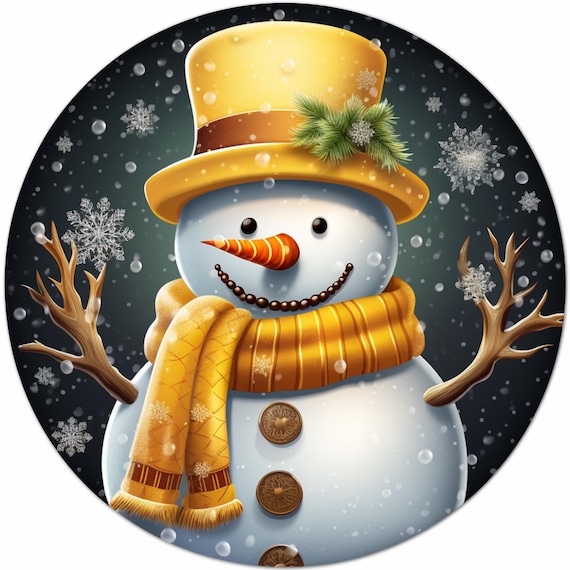 Elegant Snowman Winter Wreath Sign: Festive Christmas Door Hanger, Snowflake Holiday Decor