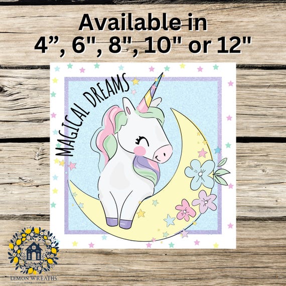 Magical Dreams Unicorn Sign: Nursery Moon Art, Pastel Baby Room Decor