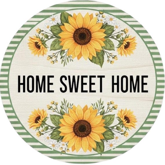 Home Sweet Home Sign: Sunflower Wreath Insert, Farmhouse Door Hanger