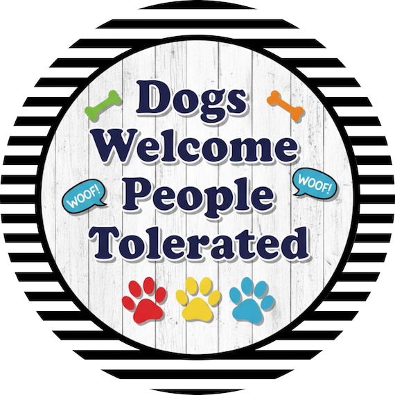 Dogs Welcome Wreath Sign: Playful Dog Lover Door Decor