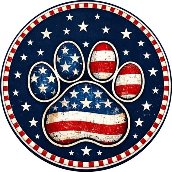Patriotic Dog Paw Sign: American Flag Pet Wreath Attachment Decor