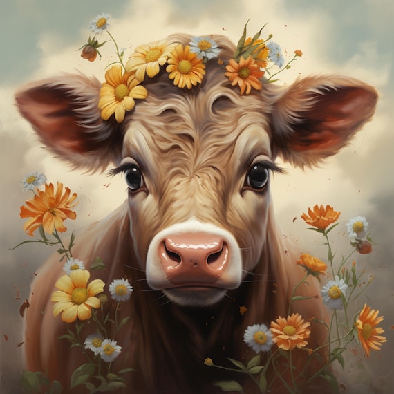 Highland Cow Floral Sign: Farmhouse Cow Wreath Rustic Country Decor