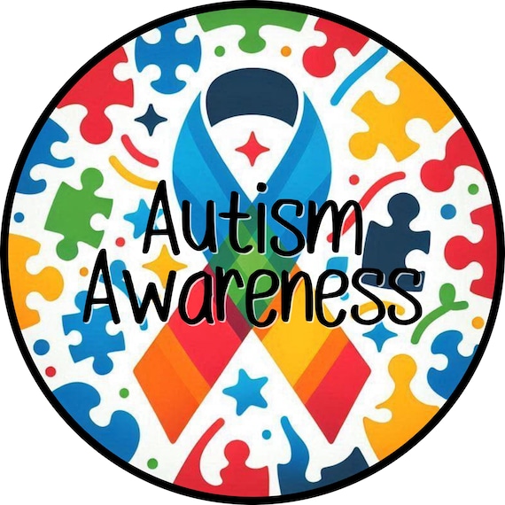 Autism Awareness Wreath Sign: Colorful Puzzle Ribbon Decor