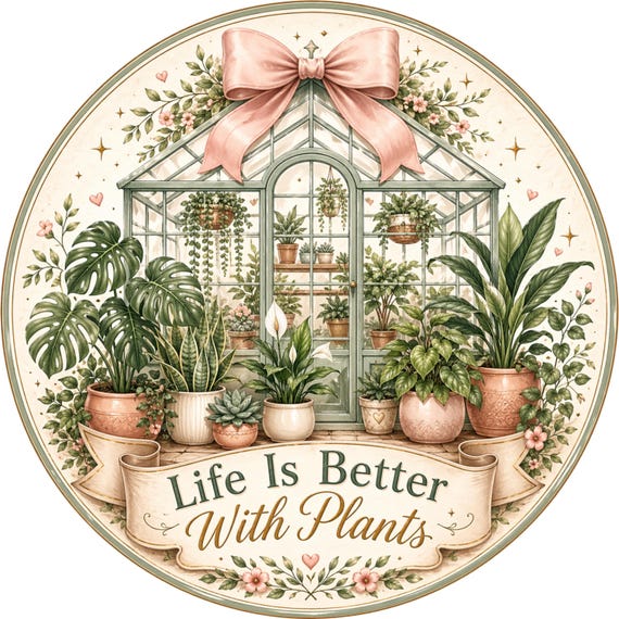 Plant Lover Sign: Greenhouse Door Hanger, Life Is Better With Plants